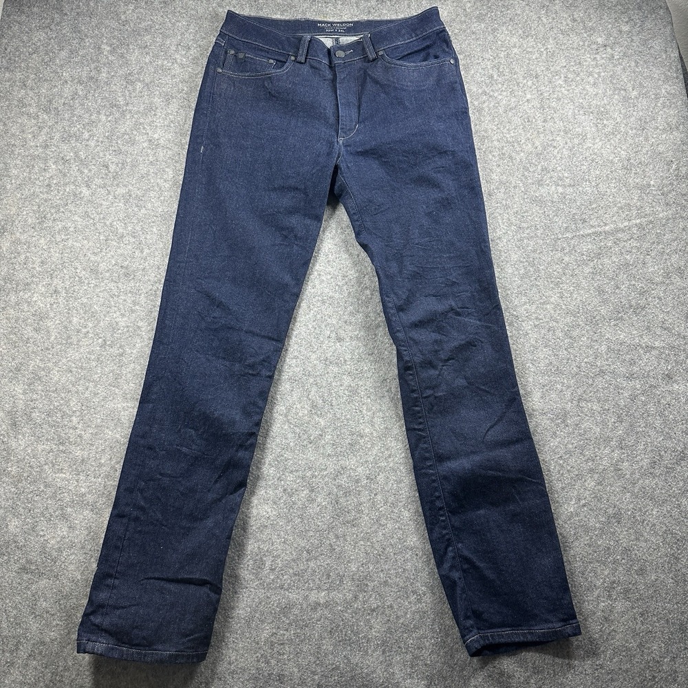 Mack Weldon Silver Denim‎ Mens 32x34 Dark Blue Slim Straight Stretch Jeans